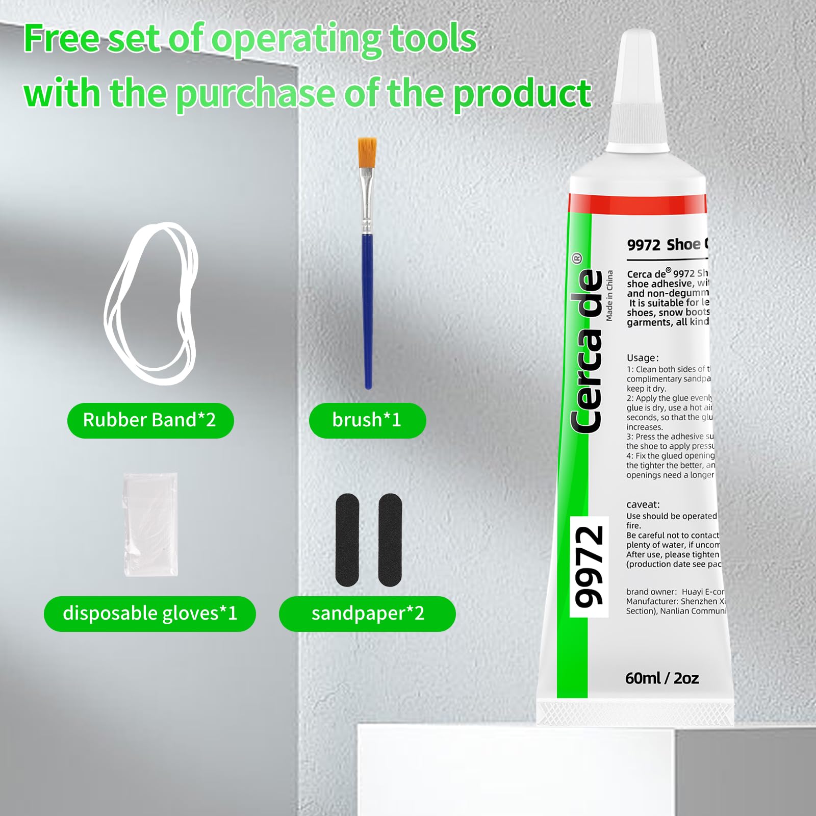 Cerca de Shoe Glue Heavy Duty，Shoe Sole Repair Adhesive，Clear, Waterproof, high Strength, Strong Shoe Glue for Sneakers, Leather Shoes, Hiking Shoes, Boots, Sandals, 2oz.