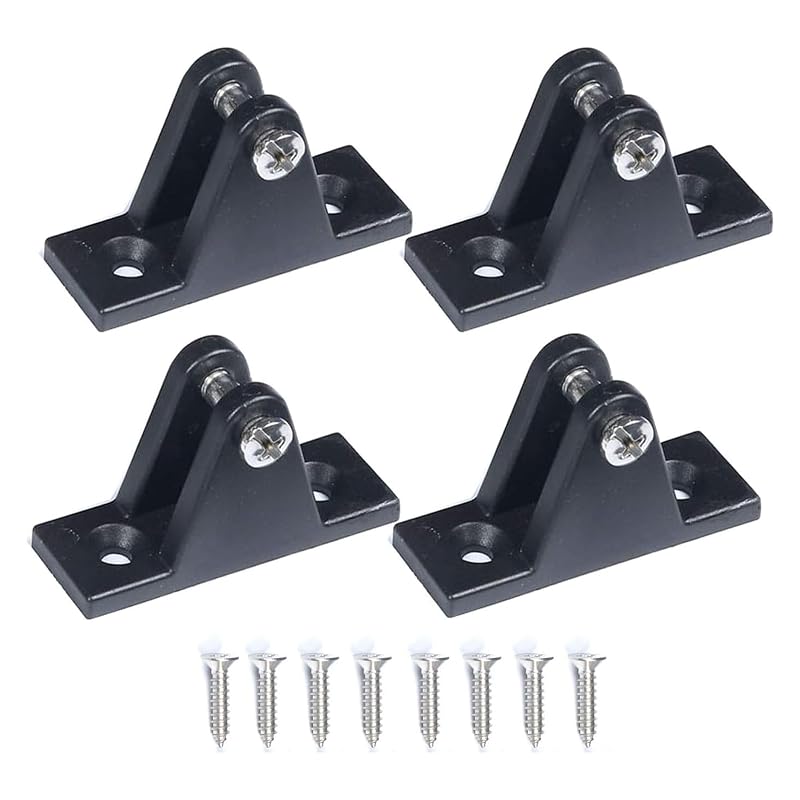 MX Boat Flat Mount Bimini Top Deck Hinge Mount Marine-Grade Nylon 4PCS - Deck Hinge-4PCS-BK