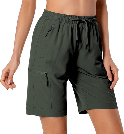 Hugut Women's Lightweight Hiking Cargo Shorts - Quick Dry, Water Resistant with Zipper Pockets | Perfect for Camping & Travel