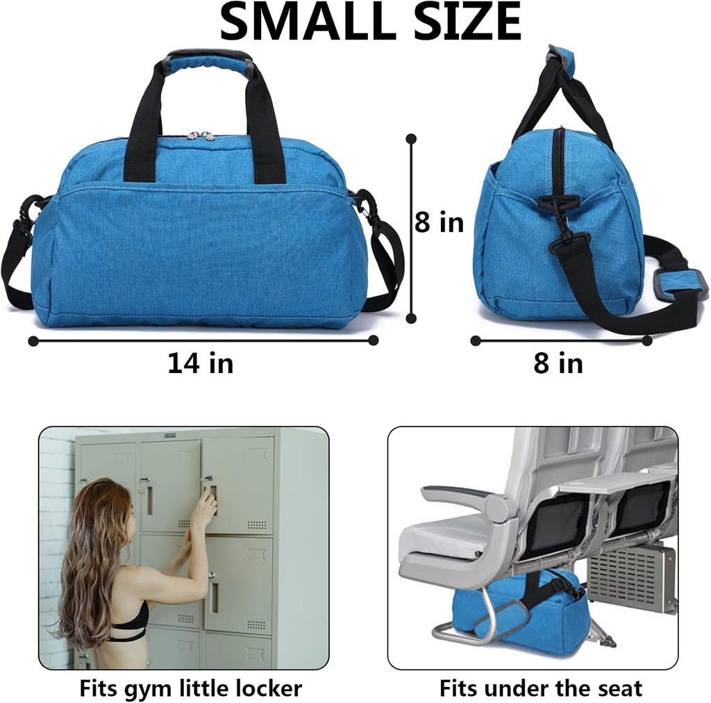 Skiennix 14-Inch Small Gym Bag - Lightweight Mini Duffel for Travel & Sports | Navy Blue