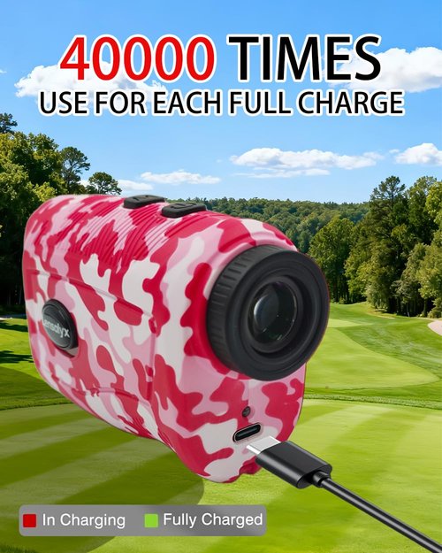 Lensalyx Pink Range Finder Golf - 1200 Yards Golf Rangefinder with Slope, 7X Magnification, Rechargeable, Built-in Magnetic Strip,0.1s Flag Pole Locking Vibration,Golf Accessories for Women