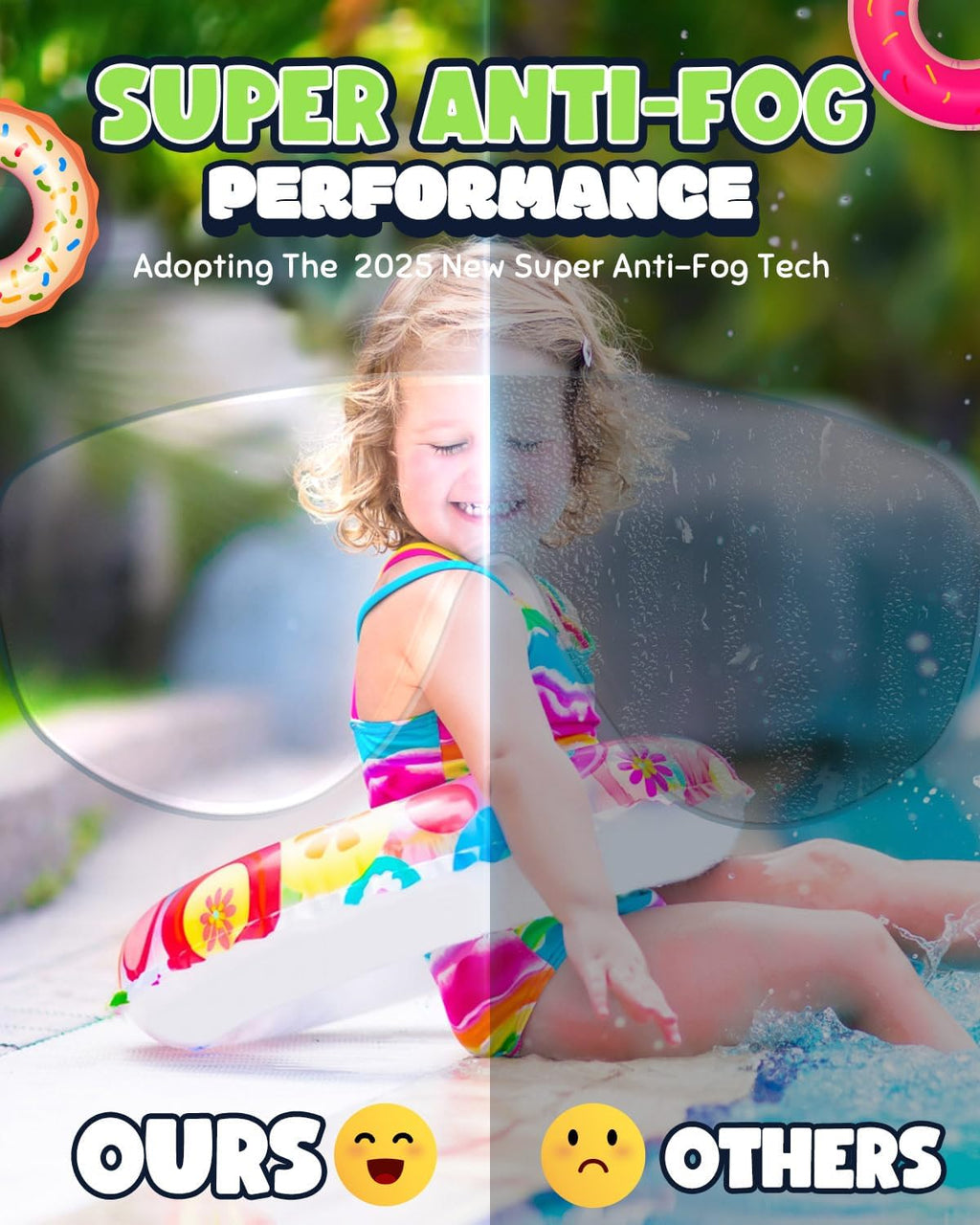 Rantizon Kids Swimming Goggles - Anti-Fog & UV Protection | Leak-Proof Wide View for Ages 3-14