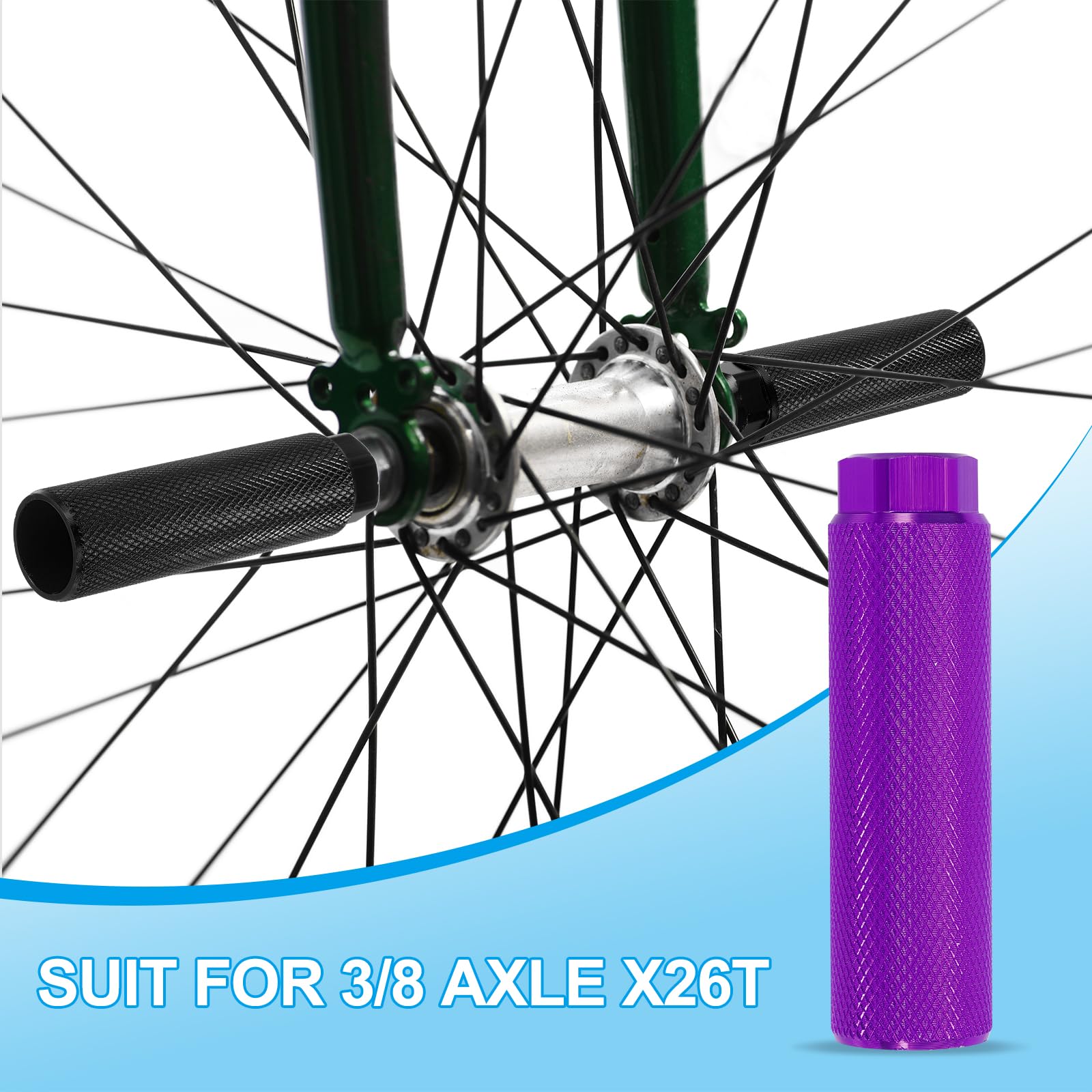 PATIKIL Aluminum Alloy Bike Pegs Fit 3/8 inch Axles, 4 Pack Anti-Skid Lead Foot Bicycle Pegs Back Seat Stands for BMX Mountain Bike Cycling Rear Stunt Pegs, Purple