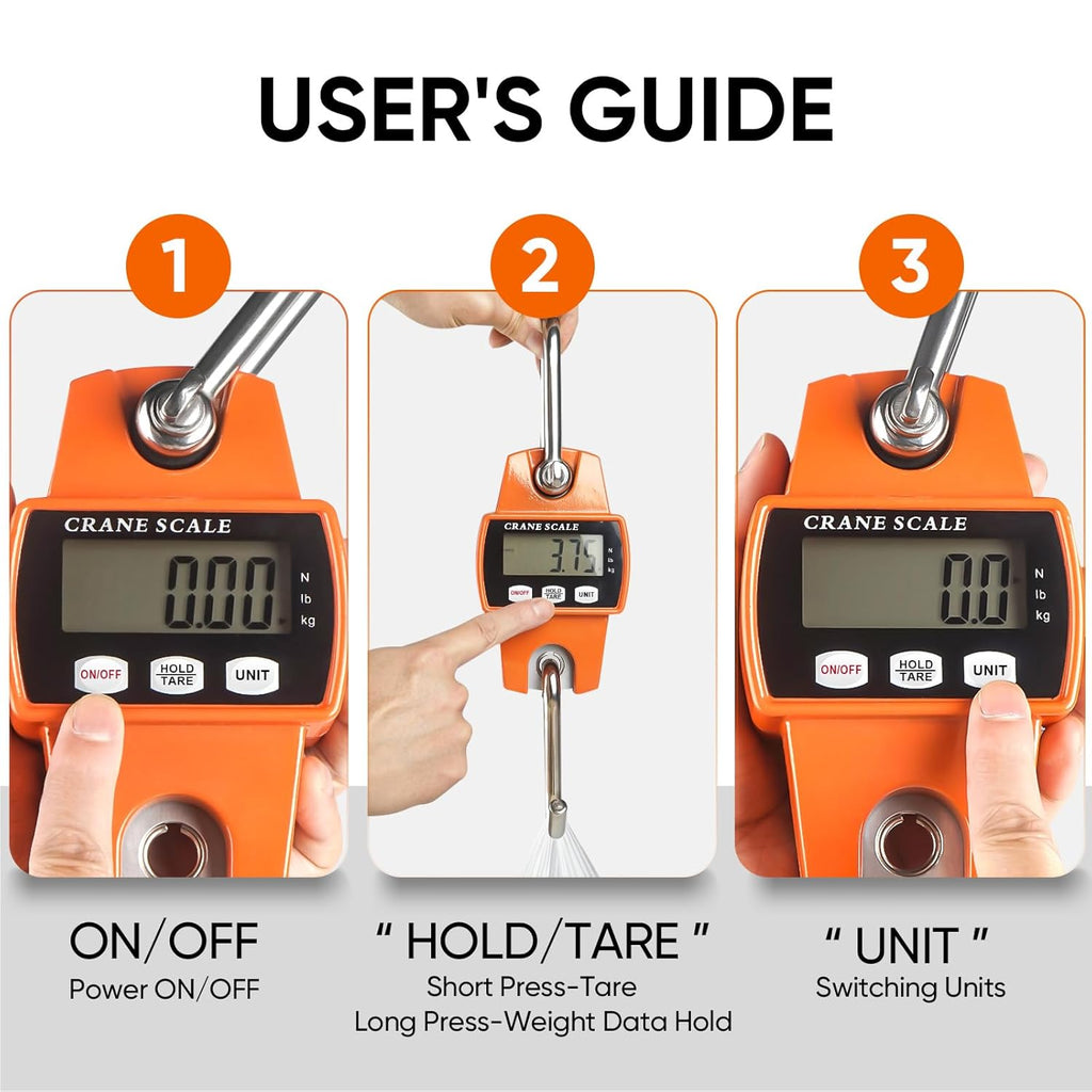 RoMech Digital Hanging Scale - 660lb Capacity, Durable Cast Aluminum, Mini Crane Scale for Outdoor Use (Orange)