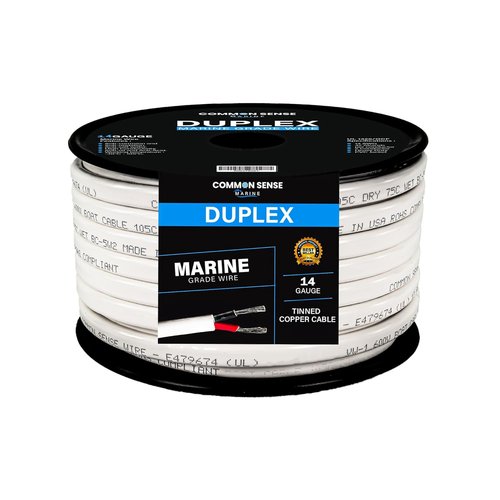 Marine Grade 14 Gauge 2 Conductor Wire - 20 ft Tinned Copper, Oxygen-Free Insulated, 12/2 AWG PVC for Boats & Trailers