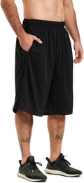 HQUEC Men's Athletic Basketball Shorts - 12" Loose-Fit Workout Shorts with Pockets