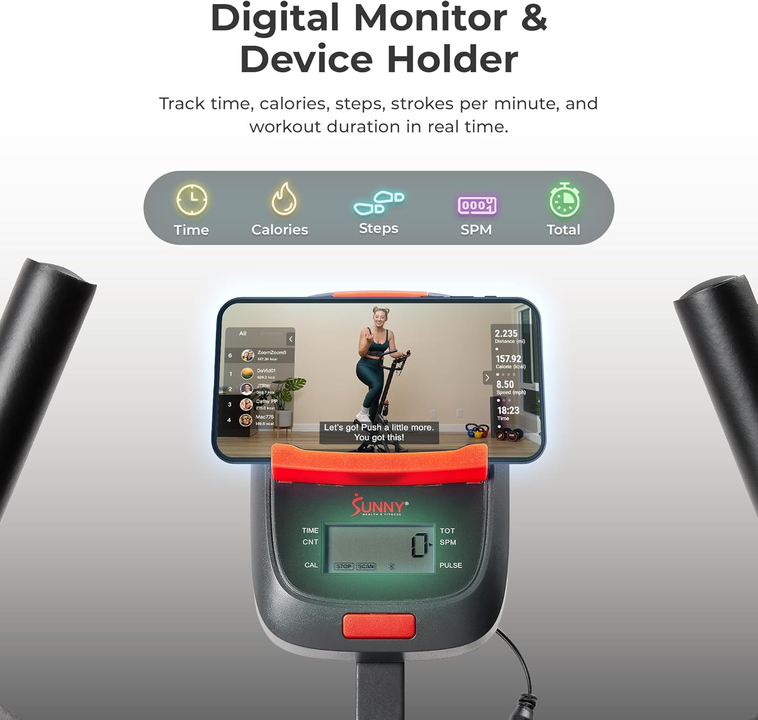 Sunny Health & Fitness Stair Stepper - Handlebar Climber Machine for Legs & Glutes | Free SunnyFit App Included