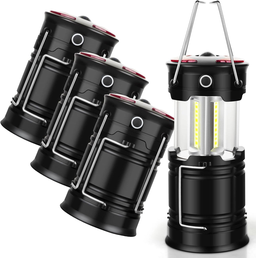 Skiennix LED Lanterns - 4 Pack Camping Lights for Emergencies | Rechargeable & Battery Operated
