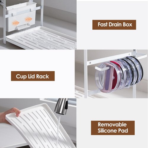 Housolution Water Bottle Organizer Drying Rack for 40 oz Tumbler with Handle, Multifunctional Cup Storage Holder Compatible with Stanley, Owala, Simple Modern and Other Brands, White (Patented)