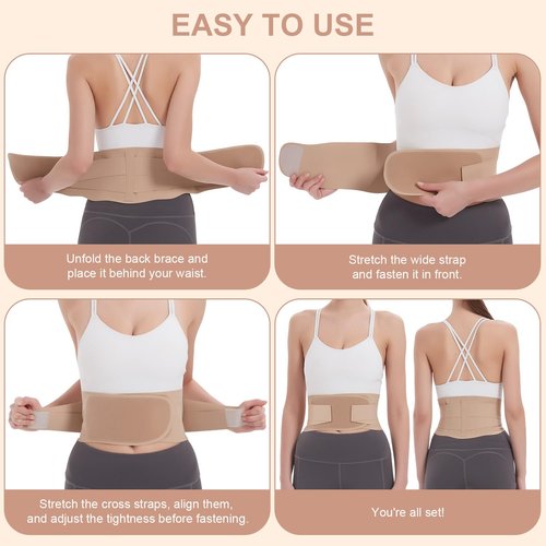 RANDY SUN Ultra Thin Back Braces for Women, Adjustable Lower Back Waist Support Wrap Under Clothes Compression Lower Lumbar Support Belt Breathable Brace, Medium