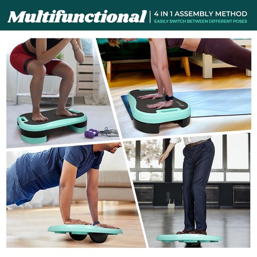 Enovi Basic Steppers for Exercise at Home, Aerobic Steppers, Exercise Step Platform with Soft cushion and 2 Adjustable Height Risers