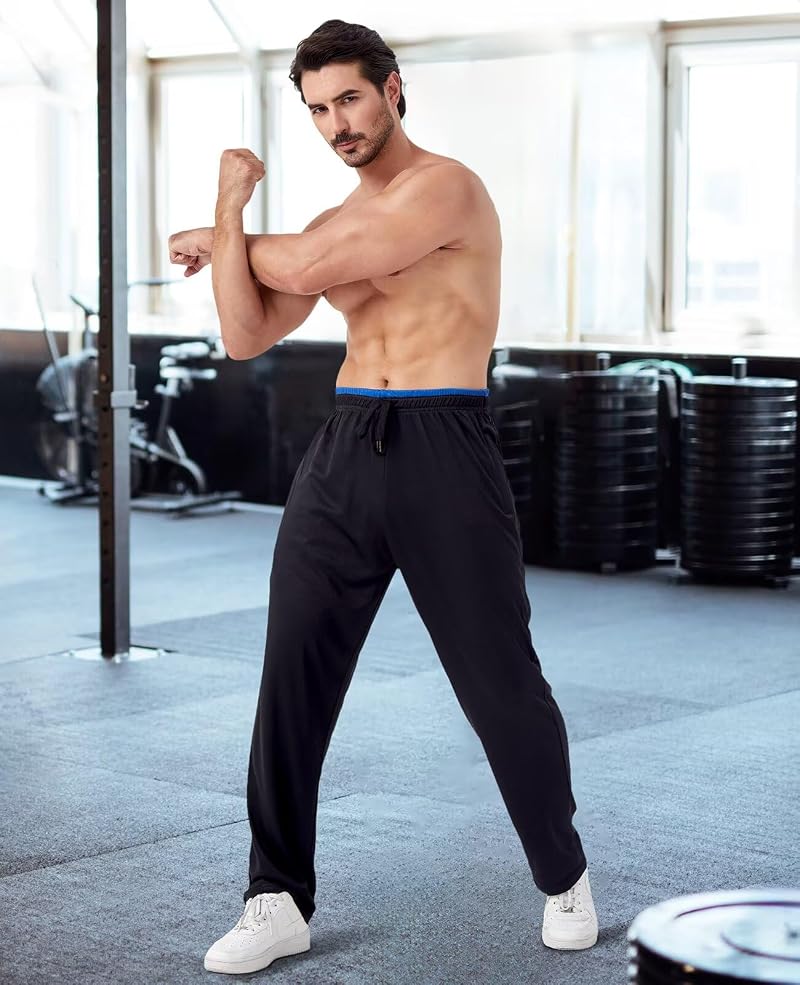Mens Joggers 5 Pack with Zipper Pockets Open Bottom Mesh Athletic Pants for Running & Workout - Includes Black, Dark Gray, Light Gray