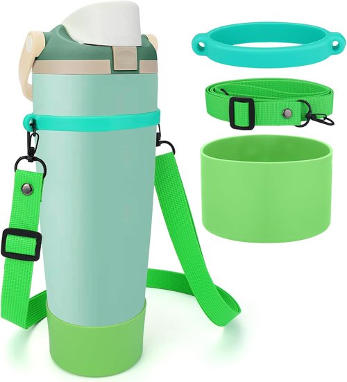 Mity rain Water Bottle Holder with Strap for Owala Freesip 30 40 oz Accessories, Carrier Sling Bag with Water Bottle Boot for Men Women Hiking Camping Travelling(Green)