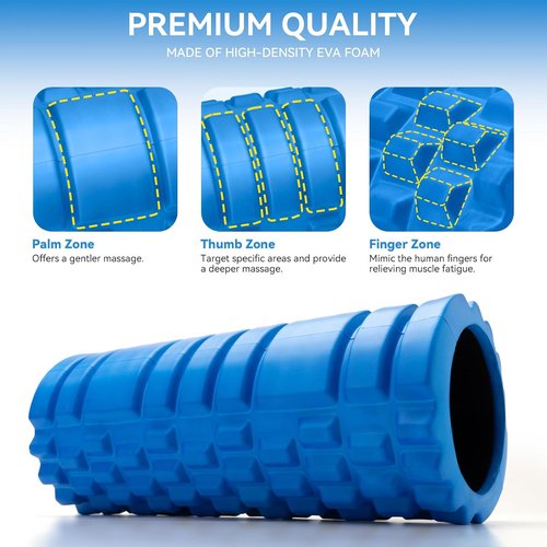 Krightlink Foam Roller - High Density 13" Deep Tissue Massager for Muscle Relief | Blue