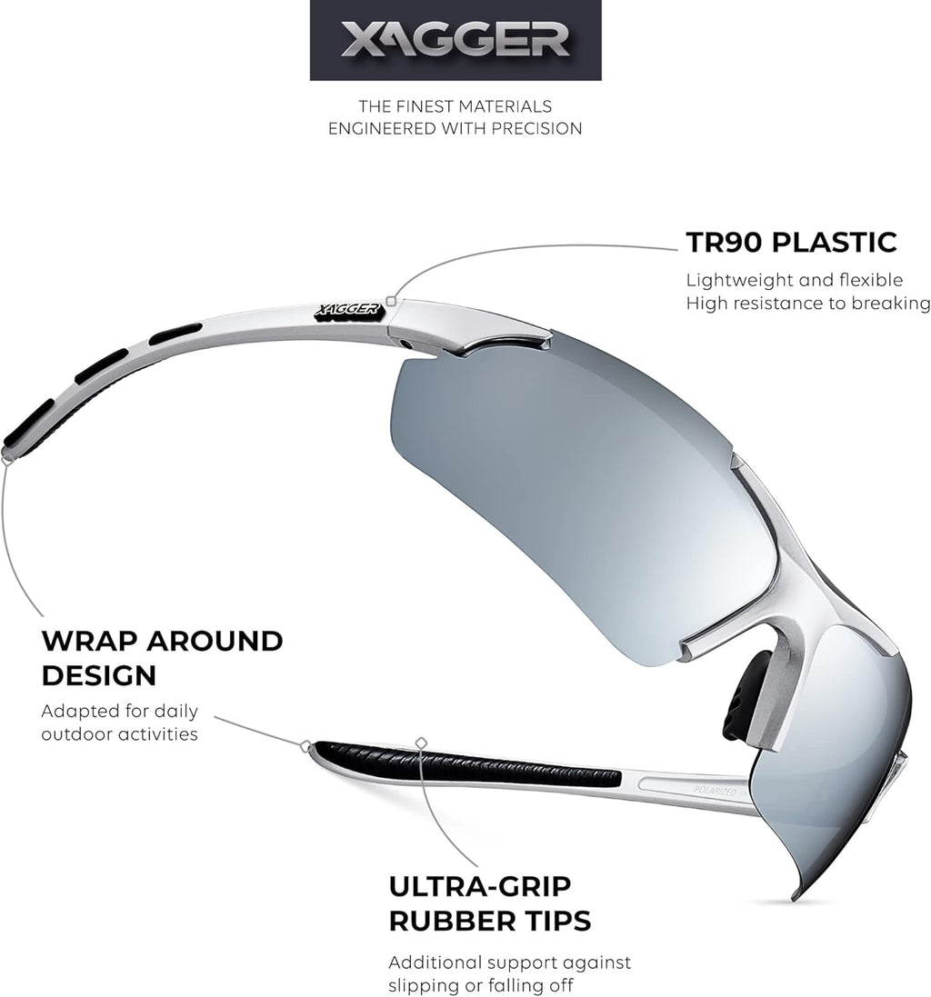 Xagger Polarized Sports Sunglasses - UV400 Protection for Men & Women | Ideal for Running, Cycling, Baseball