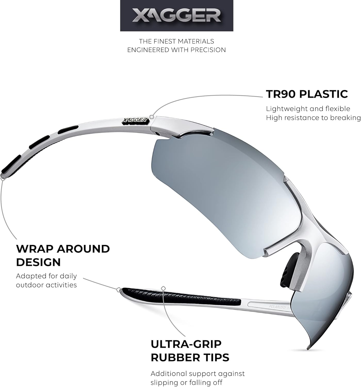 Xagger Polarized Sports Sunglasses - UV400 Protection for Men & Women | Ideal for Running, Cycling, Baseball