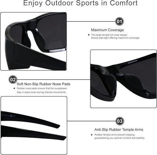 LYZOIT Polarized Sports Sunglasses - Unbreakable Wrap-Around Frame for Driving, Fishing, Cycling, Running