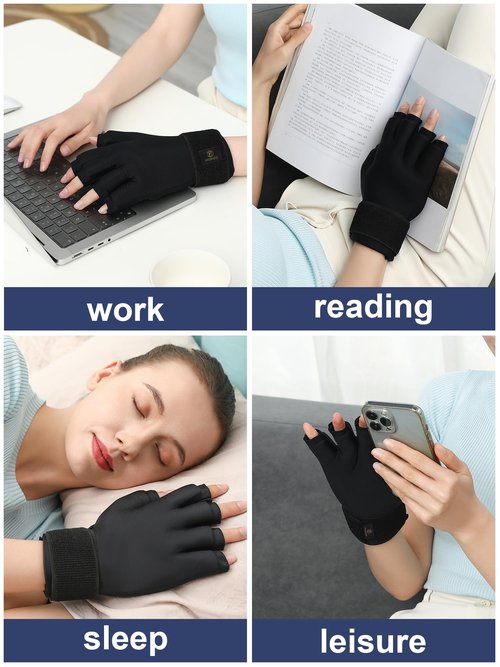 highco Compression Hand Ice Pack Glove for Arthritis Pain Relief,Adjustable Wrist Strap Ice Pack Wrap for Hand and Fingers,Cooling Ice Packs Glove for Women and Men,Tendonitis, Swelling,Black