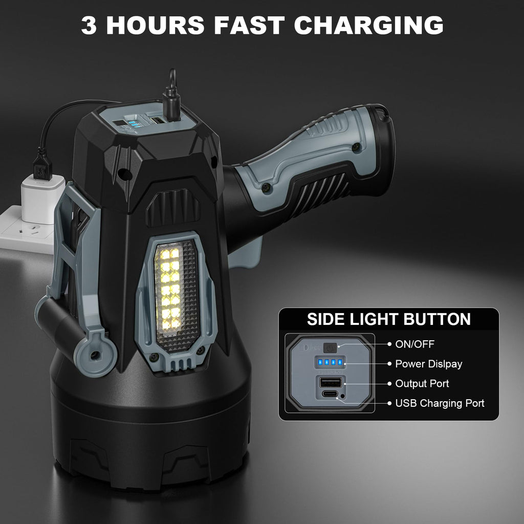 Vinderfine Rechargeable Spotlight, 99000 Lumens Super Bright Led Spotlights Flashlight with Cob Light, 10000ɱAh Spot Lights, Handheld Spotlight for Hunting Boating Outdoor, Long Runtime