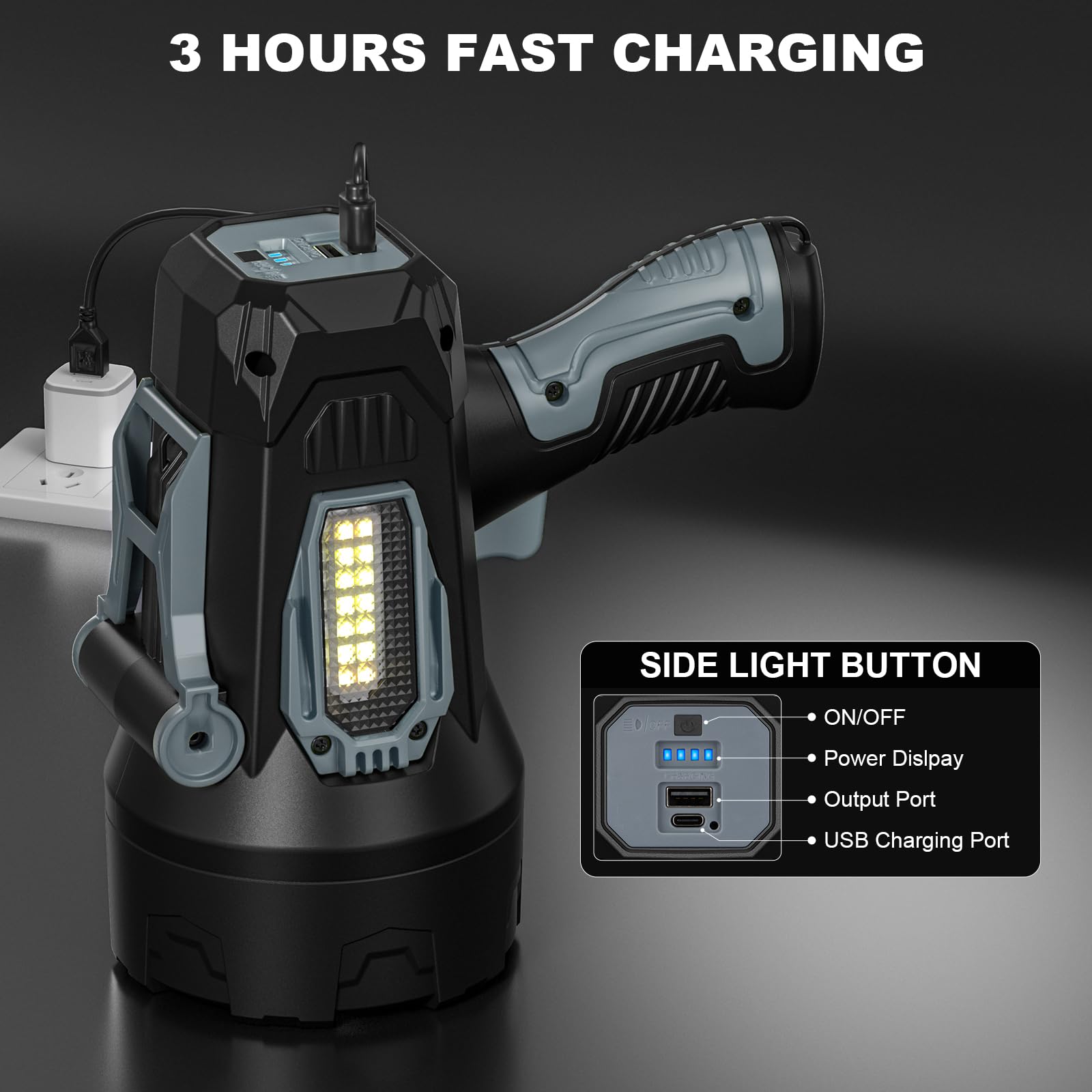 Vinderfine Rechargeable Spotlight, 99000 Lumens Super Bright Led Spotlights Flashlight with Cob Light, 10000ɱAh Spot Lights, Handheld Spotlight for Hunting Boating Outdoor, Long Runtime