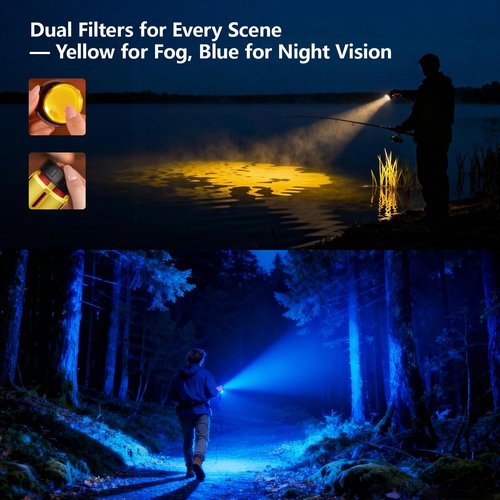 SKYFIRE 2503 LED Rechargeable Flashlights, 10000mAh Super Bright 3000 High Lumens Flashlight Zoomable Tactical Flash Light 10 Modes Waterproof for Home Camping Emergencies Outdoor Hiking Christmas Red