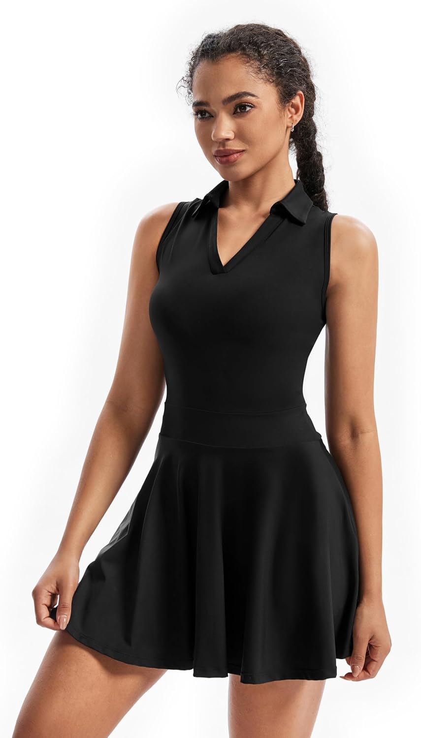 Skiennix Cute Golf Tennis Dress - Women's Athletic Outfit with Shorts & Pockets - Summer 2 Piece Set