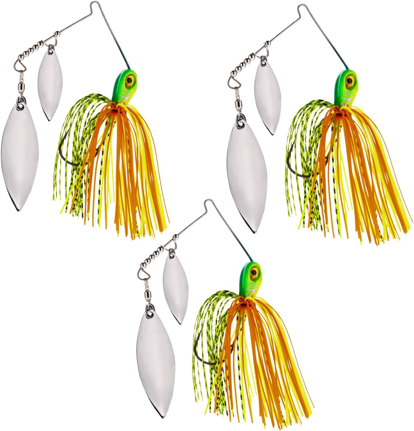 Reaction Tackle Spinner Bait Fishing Lure - 3-Pack for Bass, Trout, Pike, Salmon & Walleye