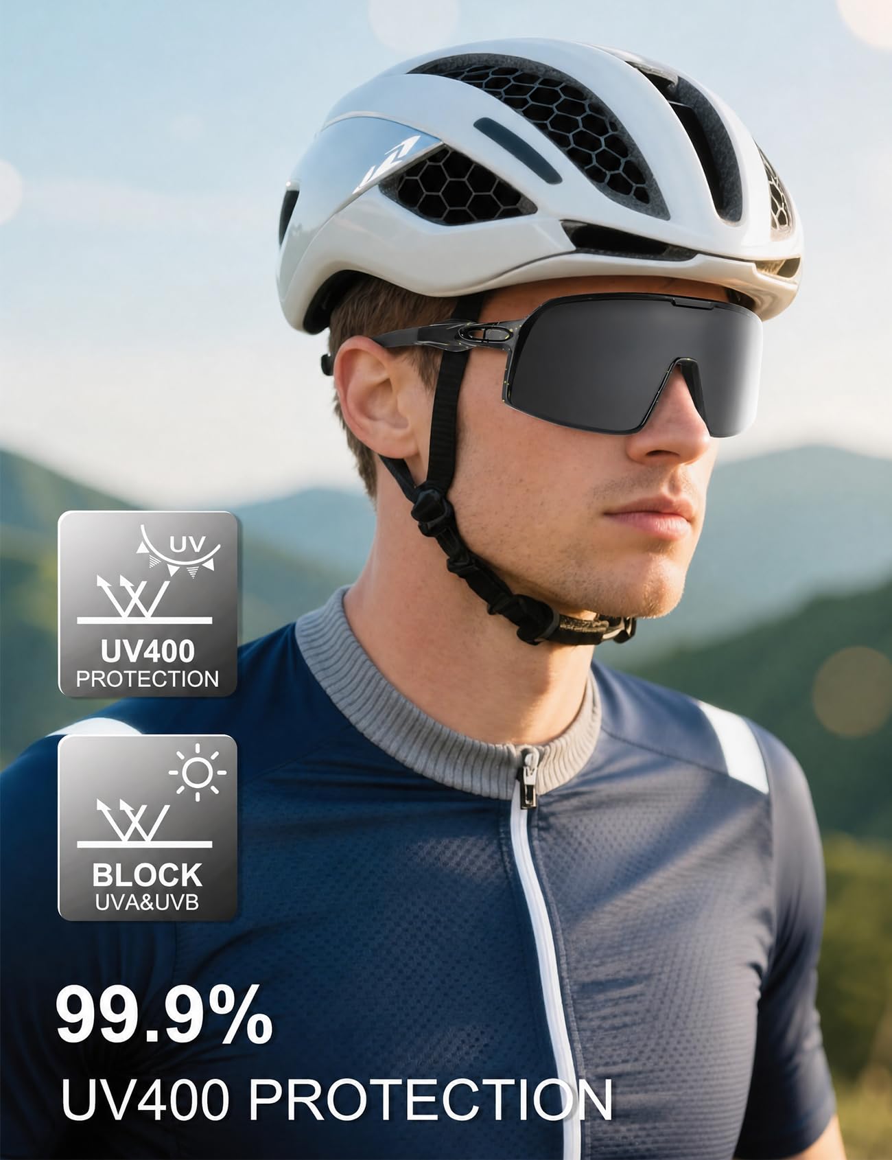BangLong Polarized Cycling Glasses Sports Sunglasses, UV400 Protection, Men Women Running Fishing Driving Baseball Glasses (Black)