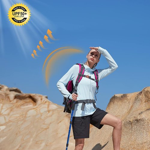 Hugut Women's UV Jacket - UPF 50+ Sun Protection Zip-Up Hoodie for Hiking & Fishing