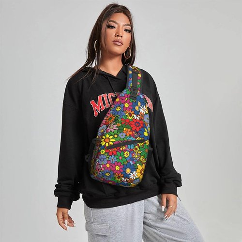 Famame Abstract Hippie Flower Sling Backpack Chest Bag Crossbody Shoulder Bag Gym Cycling Travel Hiking Daypack For Men Women