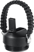 Yeti Rambler Straw Lid - Leak-Proof Replacement Cap with Straws & Paracord Handle | Fits 18-64 oz Bottles & Kids Jr 12 oz Cup | Black