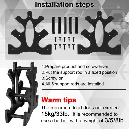 AUXSOUL Dumbbell Rack Stand - 3 Tier Weight Tower for Home Gym Organization | Holds 3/5/8 LB