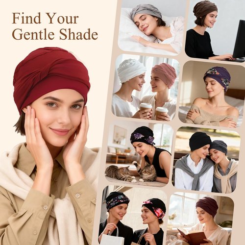 BCHRTOIP 4 Pcs Stretch Chemo Headwear for Women, Soft Cancer Hat for Hair Loss