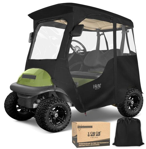10L0L Deluxe Golf Cart Enclosure 2 Passenger for Club Car Precedent, 4-Sided Clear PVC Window Cover with Mirror Openings & Zipper Entry, Fits Club Car Precedent/Onward/Tempo Golf Cart