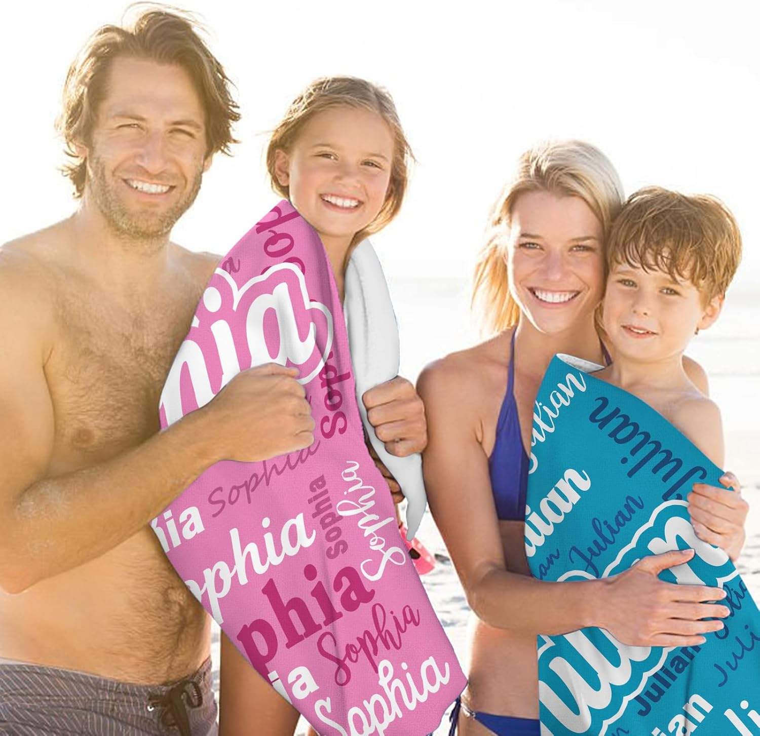 Skiennix Custom Beach Towel for Kids - Personalized Microfiber Sandproof Pool Towel | Pink Easter Gift