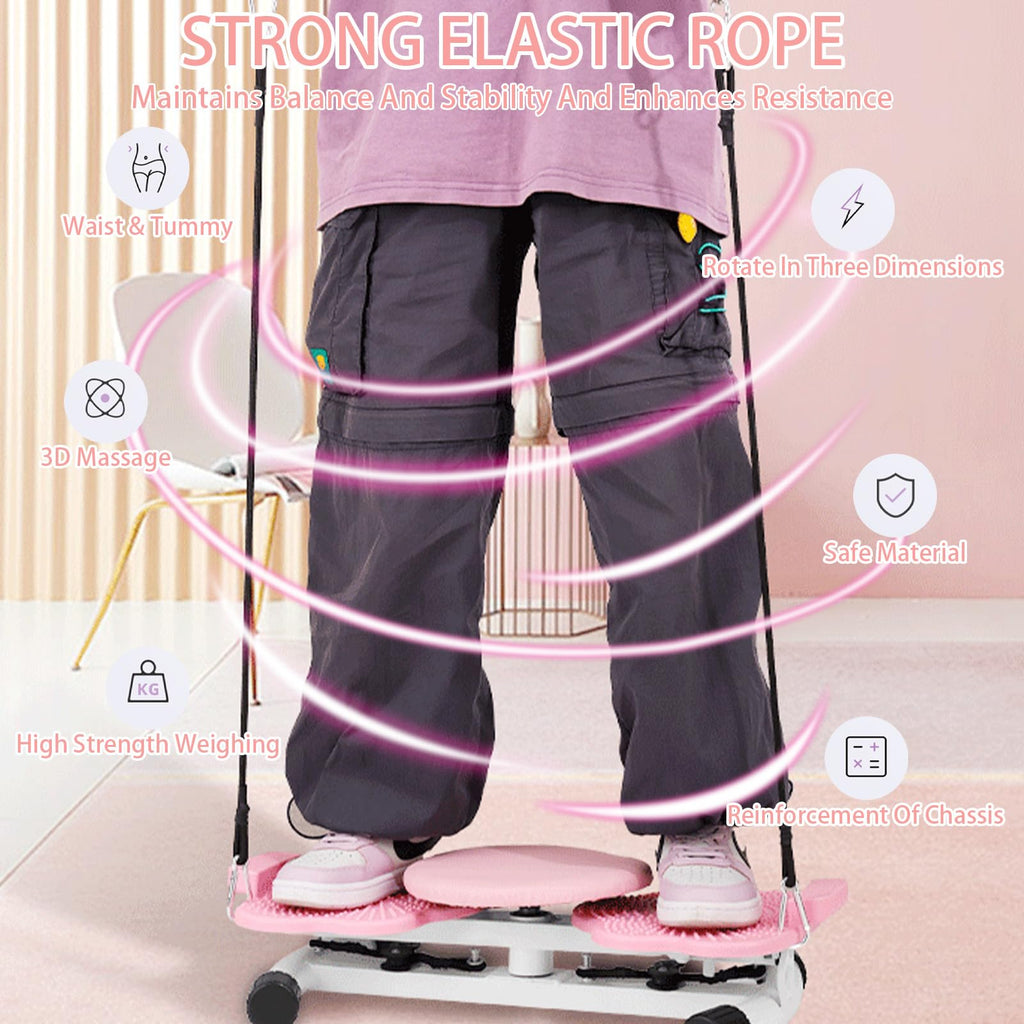 Waist Twisting Machine With Resistance Band - 360° Rotating Waist Twister Board For Core Workout Abdominal Fat Loss, Noiseless Ab Twister Machine, 330 Lbs Weight Capacity Gym Equipment (Pink)