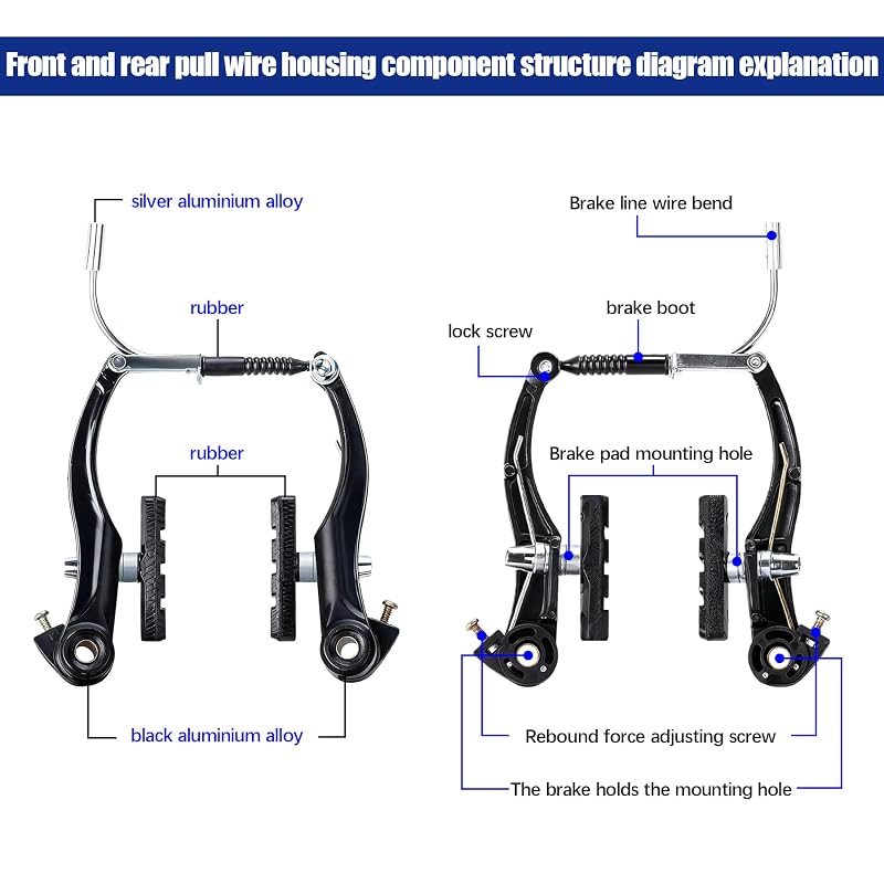 Brake Set for Bikes - Front & Rear Calipers, Levers & Cables