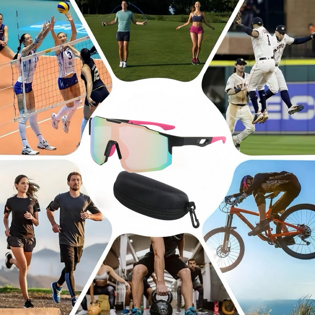 swanoble Outdoor Adult Sports Sunglasses UV Protection for Women Men Cycling Baseball Golf Fishing,Lightweight Frame Tennis Shades (03-Black Frame/Pink Lens)