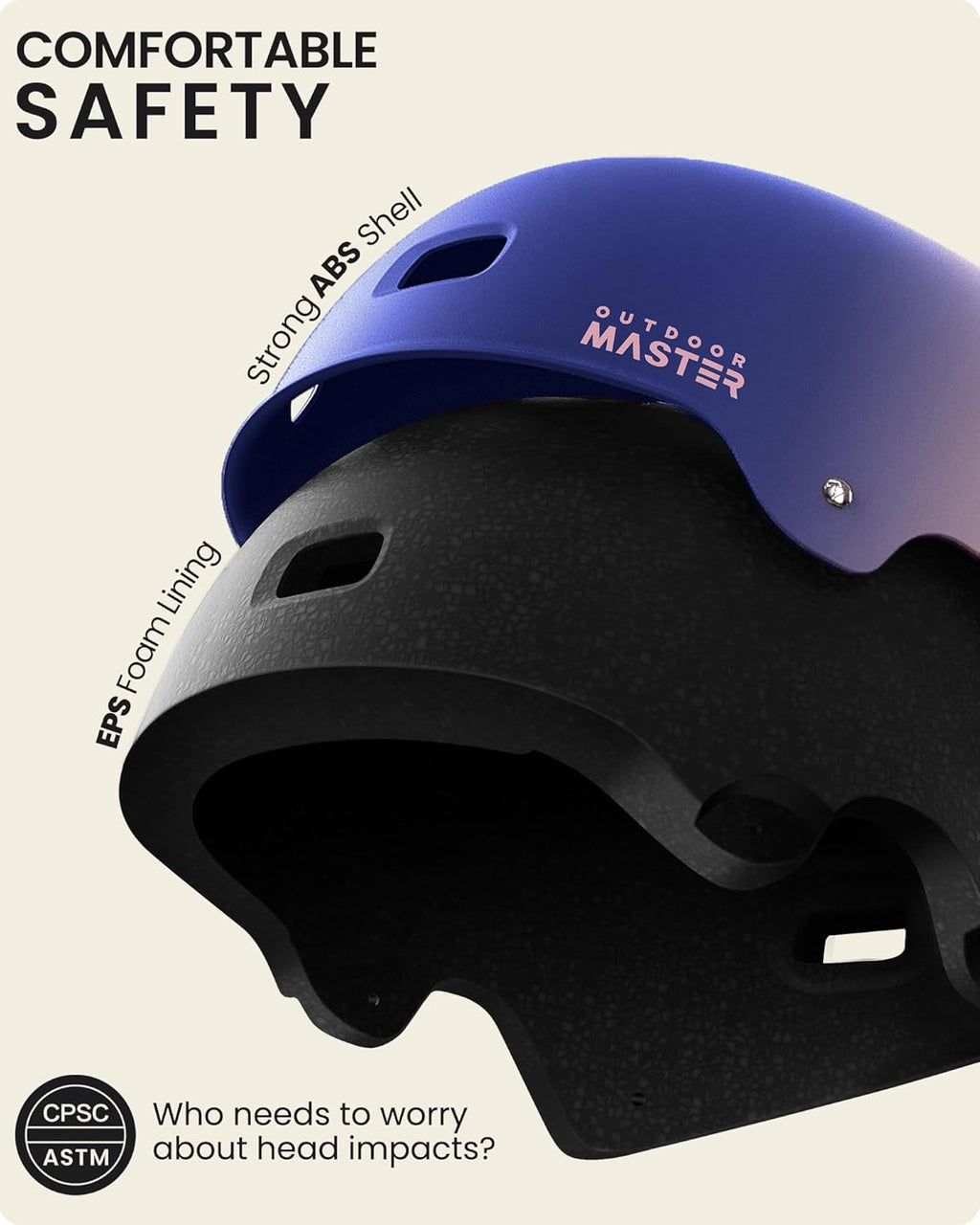 OutdoorMaster Skateboard Cycling Helmet - Multi-Sport Ventilation with Two Removable Liners | Kids, Youth & Adults