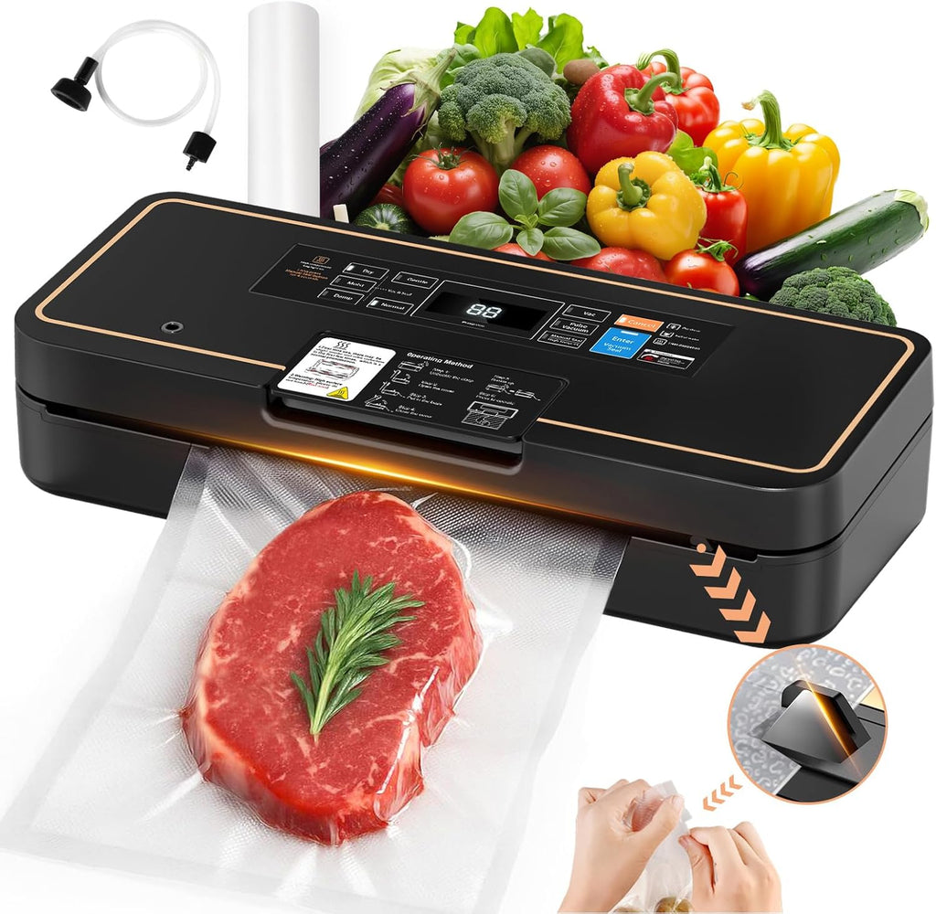 Regine Switzerland Vacuum Sealer - 135W Fast-Sealing Food Saver with Easy Tear Cutter & Built-in Bag Storage
