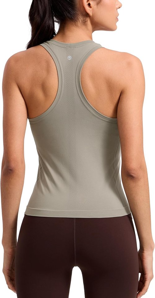 CRZ YOGA Seamless Workout Tank Tops for Women - Breathable Sleeveless Gym Shirts | Athletic Crewneck Racerback
