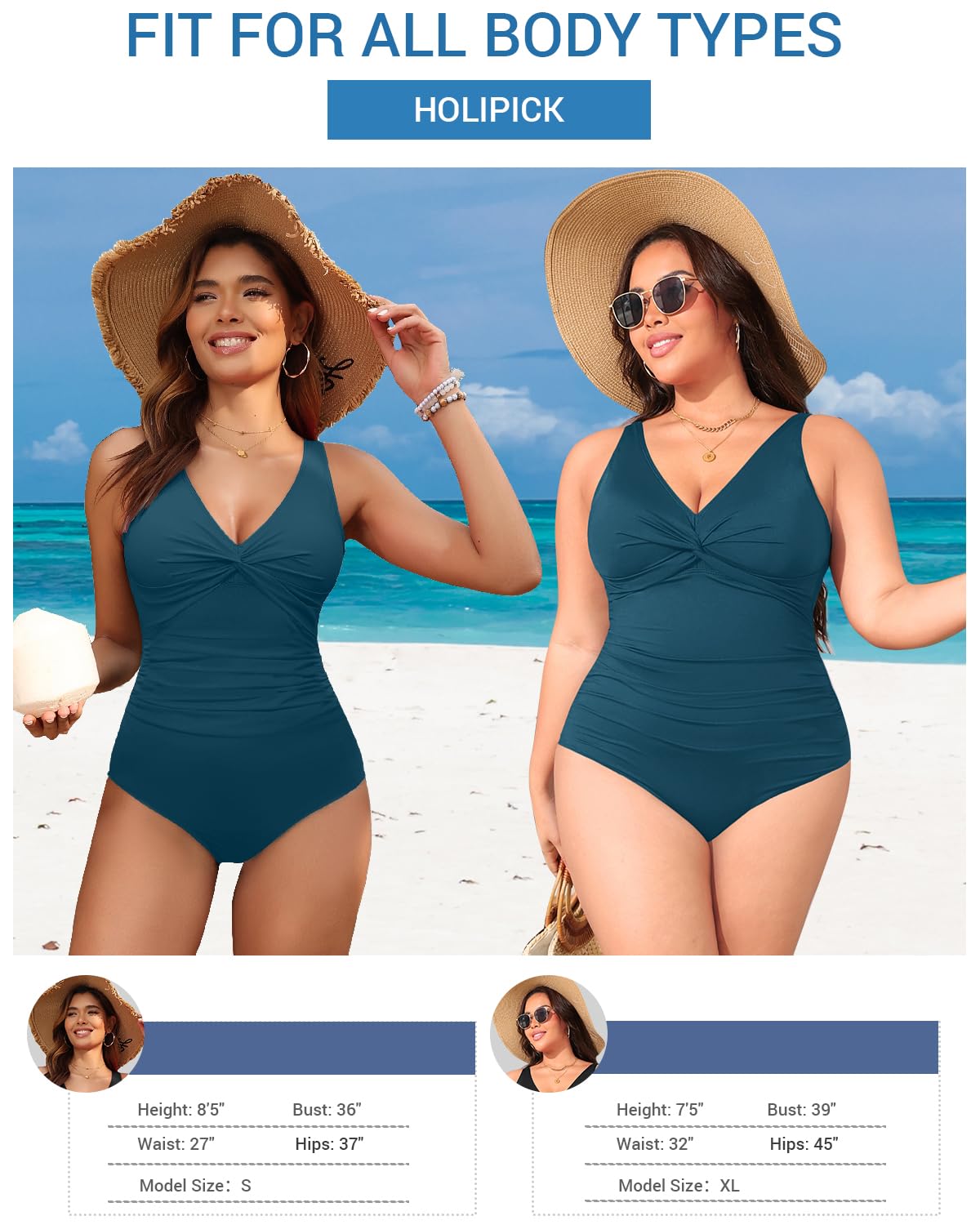 Holipick Green Women Tummy Control One Piece Swimsuit - Push Up Bathing Suit Full Coverage Slimming Swimwear XL