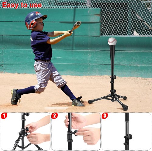 BaseGoal Baseball Tee for Kids - Adjustable Height Batting & Softball Tee | Perfect for Teeball & Travel