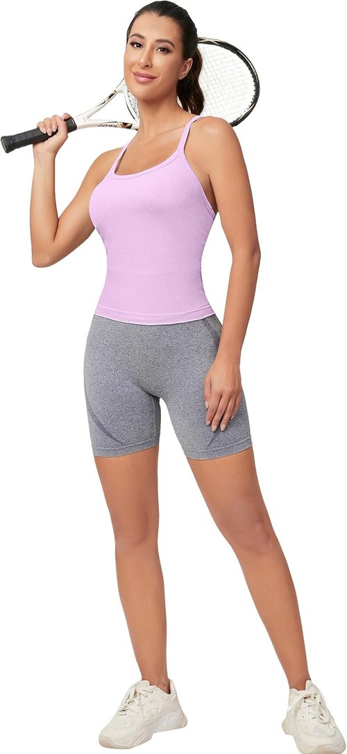 MathCat Workout Tank Top - Sleeveless Athletic Yoga Shirt with Built-In Bra | Seamless Design for Comfort