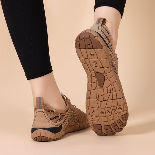 FUNWINK Hike Barefoot Shoes for Womens Men Wide Toe Water Shoes Flexible Lightweight Daily Wear Walking Shoes Unisex,Designed for Walking,Running&Swimming Tan