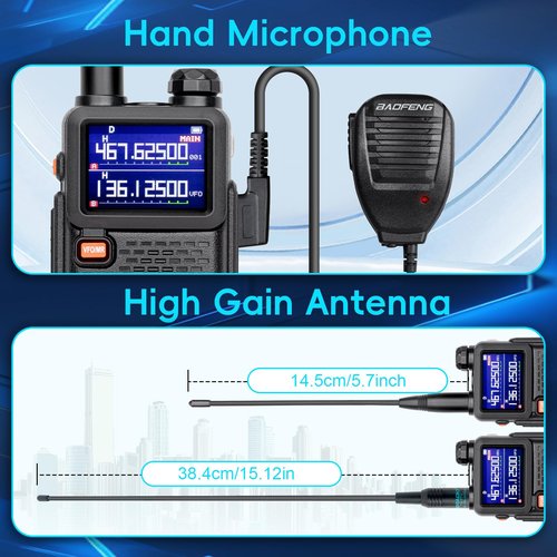BAOFENG 5RM 10W Ham Radio Handheld Long Range, (4PCS Batteries) Portable Two Way Radio,999CH,Frequency Copy,NOAA Weather,Walkie Talkies for Adults UV-5R with Speaker Mic,Programming Cable,2 Pack