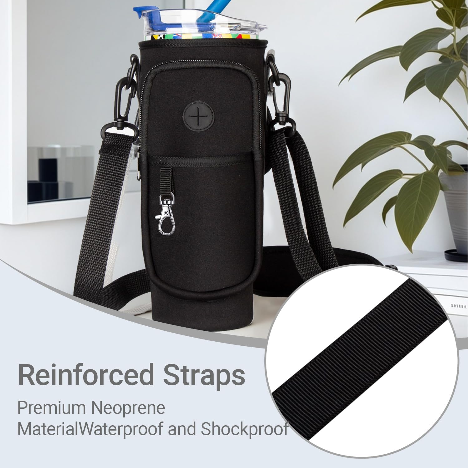 Stanley Water Bottle Holder - Adjustable Carrier Bag with Phone Pocket for 40oz Tumbler