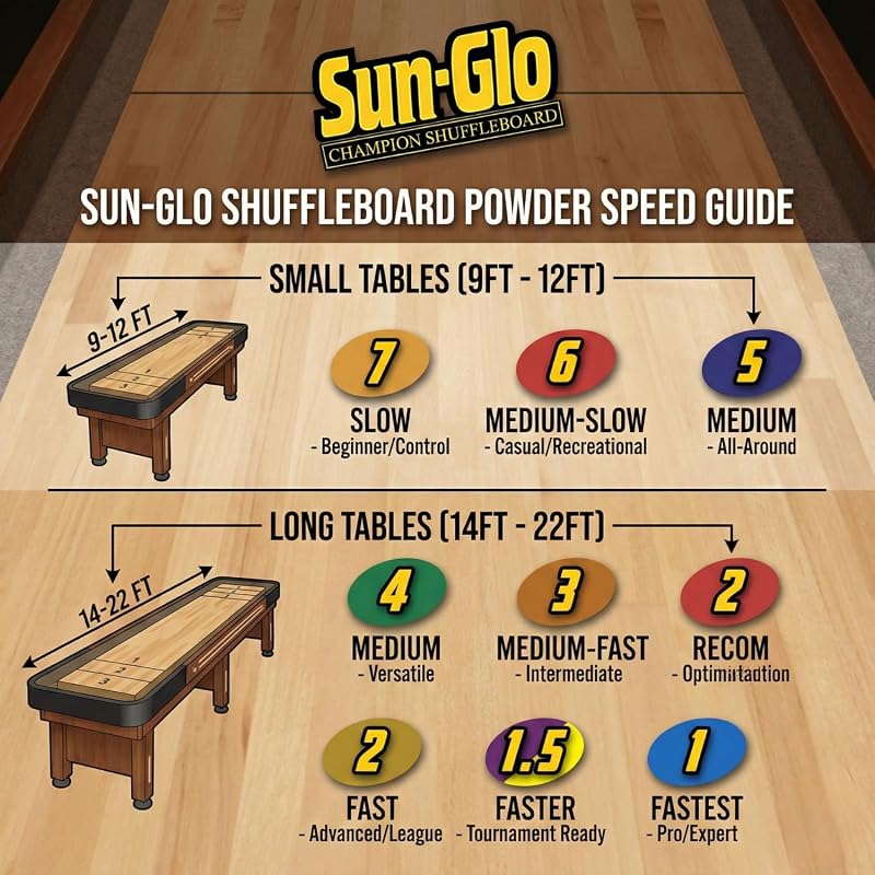 Shuffleboard Powder #6 (Medium Speed) – 16 oz X2 for Small Tables 9–12 ft, Beginner-Friendly