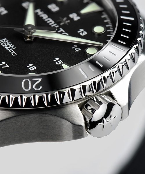 Hamilton Khaki Navy Automatic Men's Watch - 43mm Swiss Made, Black Dial, 300m Waterproof, Rubber Strap