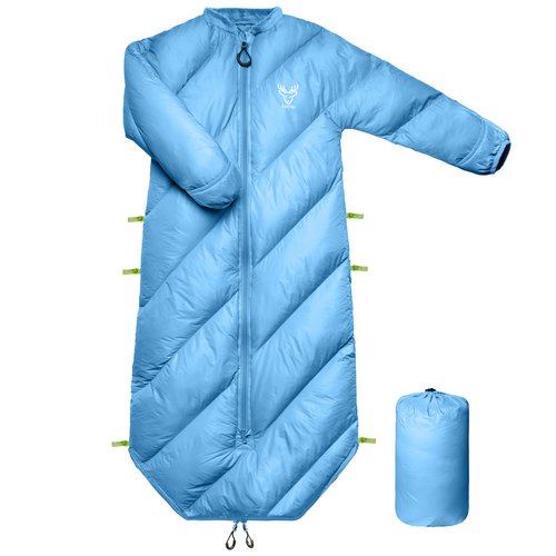 AZITREK Walkable Kids Sleeping Bags for Toddler Boys Girls (2T-4T)- Puffy Camping Sleeping Sack Machine Washable Compact (up to 46 in) Travel Sleepover Slimber Party Inddor Outdoor (Santorini Blue)